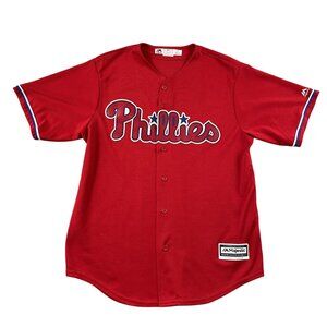 Philadelphia Phillies Jersey Mens Large Majestic Red Coolbase Embroidered MLB